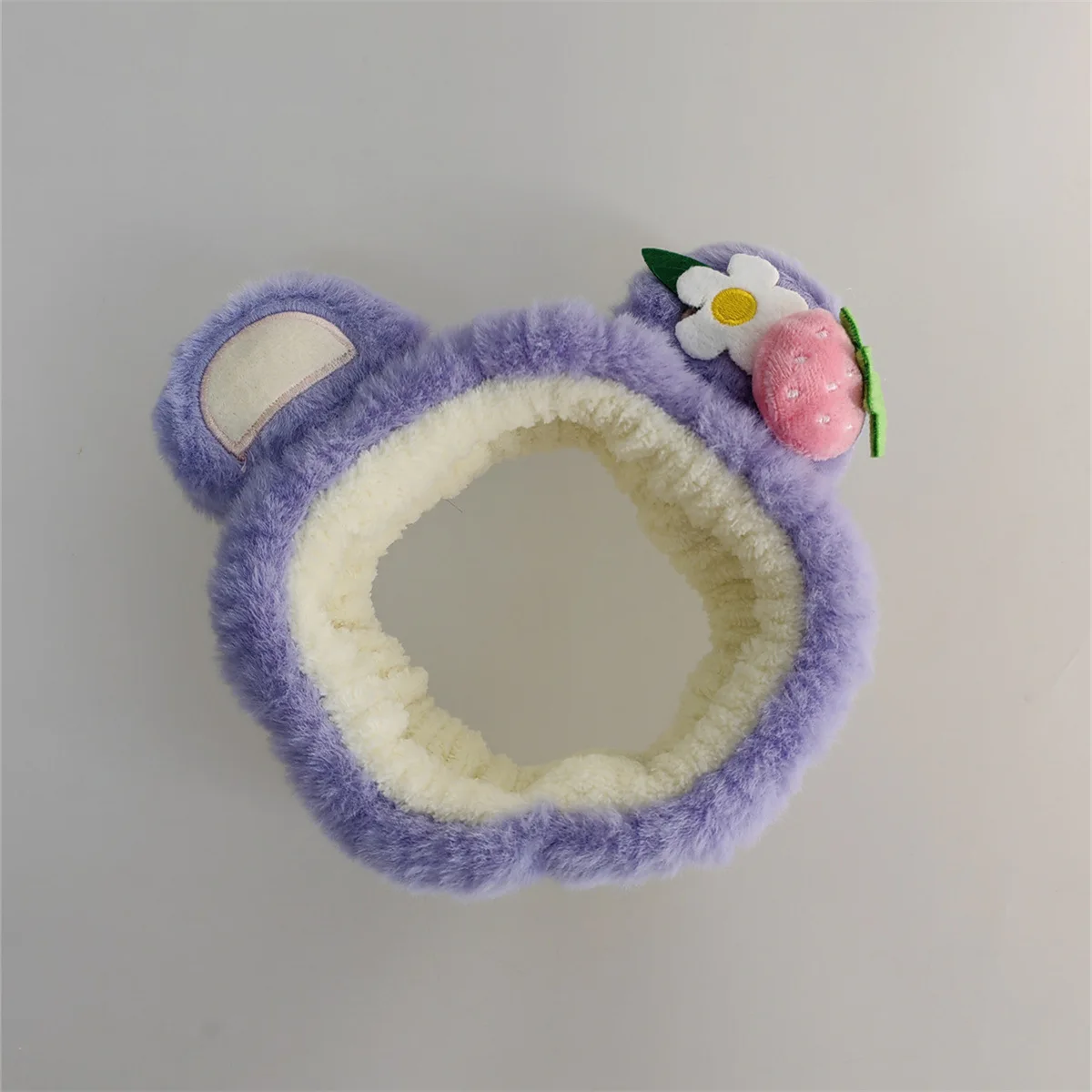 Fleece Cute Purple Strawberry Bear Ear Hairbands Girls Lovely Animal Headbands Cosplay Ornament Korean Fashion Hair Accessories