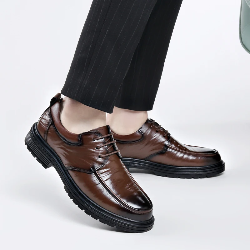 Leather Shoes Men lace up oxfords Casual Business Formal Leather Shoes Men Black Professional Soft Leather Men\'s Shoes