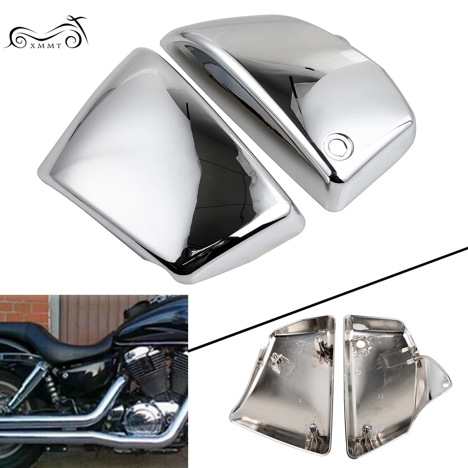 Chrome ABS Plastic Battery Covers For Honda Shadow VT1100 Models - Left & Right Side Set