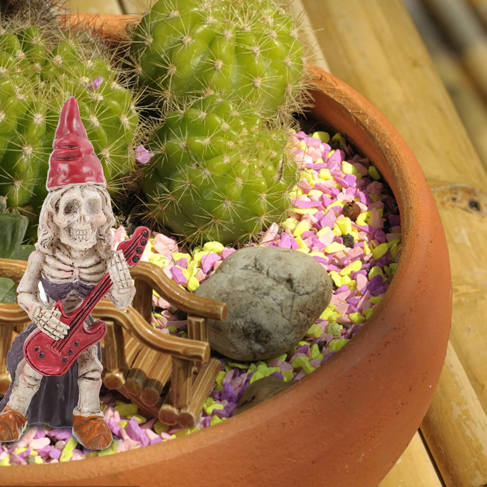 

2pcs Skull Dwarf Resin Garden Gnome Decor For Aquarium Outdoor Moss Succulents Micro Landscape Decoration Halloween