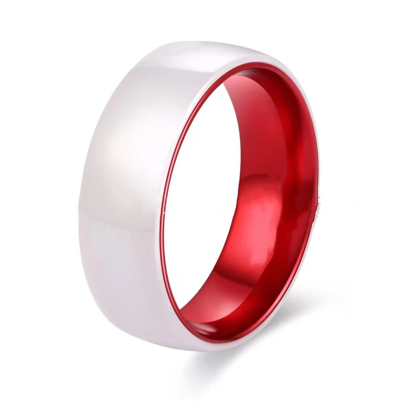 8mm White Ceramic Ring Orange Green Red Purple Two-color Wedding Ring for Men and Women