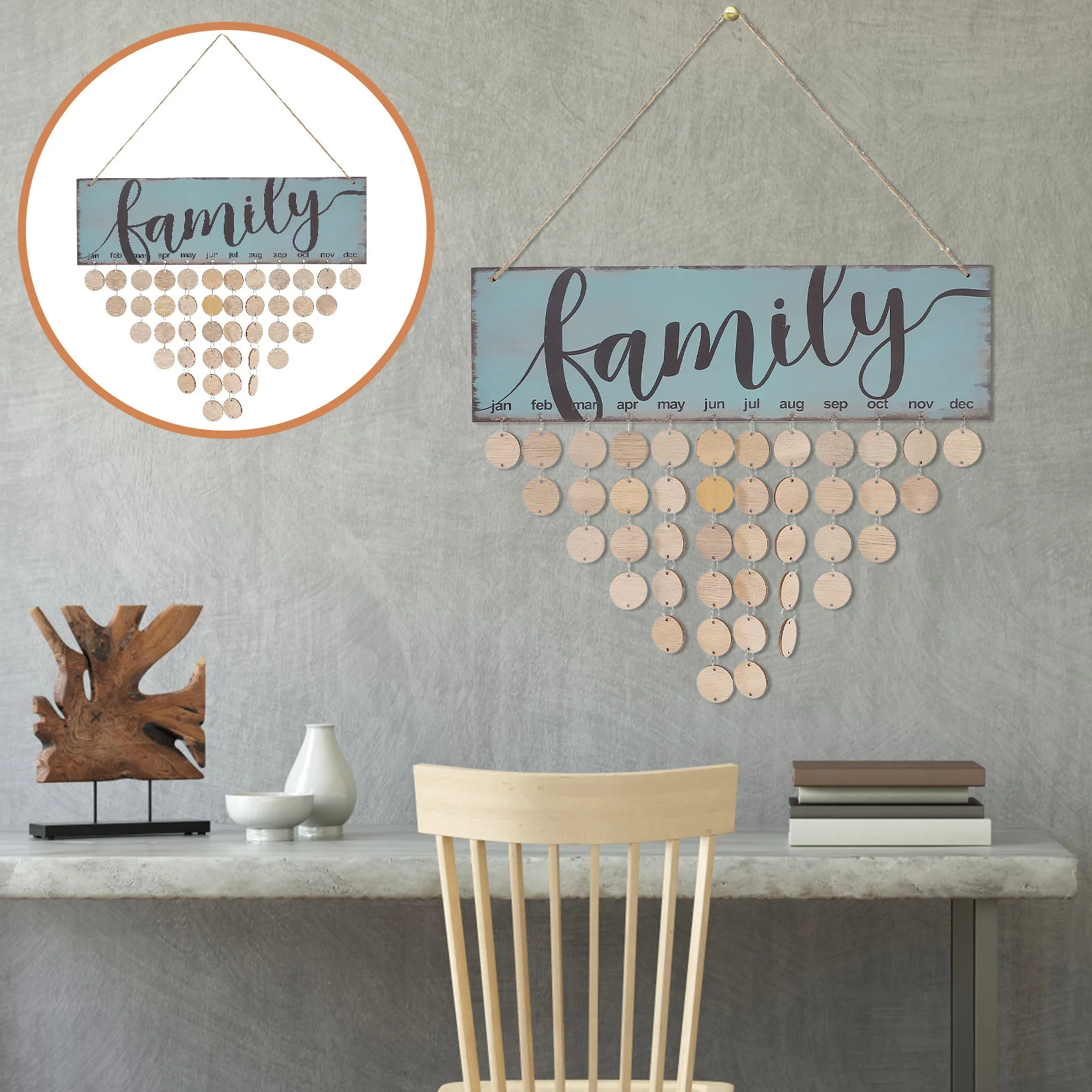 

50pcs Family Birthday Board Wooden Calendar Colorful Hanging Plaque 40X12Cm Home Wall Decor Diy Birthday Reminder Organizer