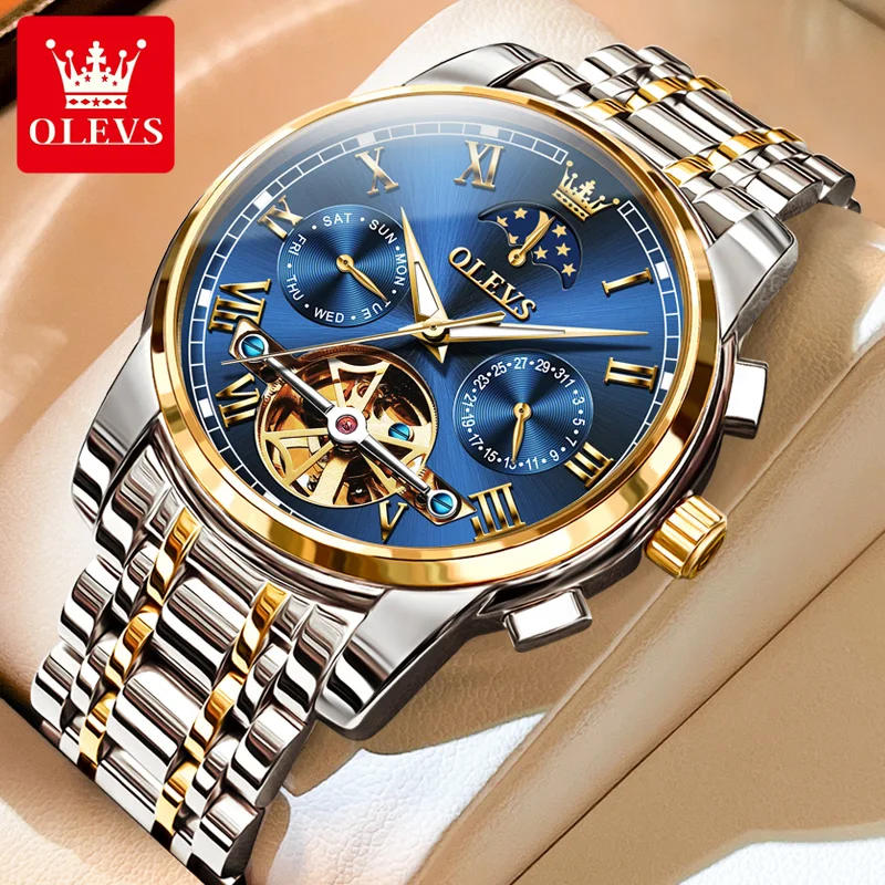 OLEVS 6617 Mens Watch Original Luxury Automatic Mechanical Watch Waterproof Luminous Wristwatch Day-Date Watch Mens Gifts Reloj