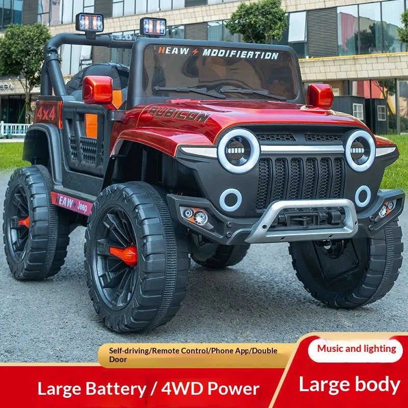 Children's electric four-wheel off-road remote control toy car can carry people plastic material