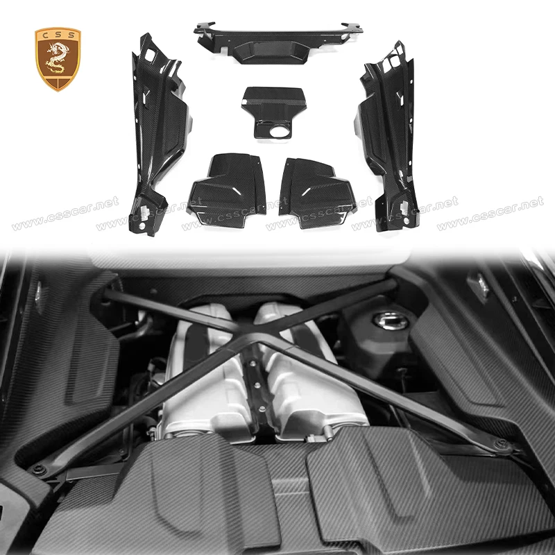 2019-2025 R8 Dry Carbon Fiber Car Engine Compartment Side Frame Panel Guard Protector Cover For Audi Interior Accessories