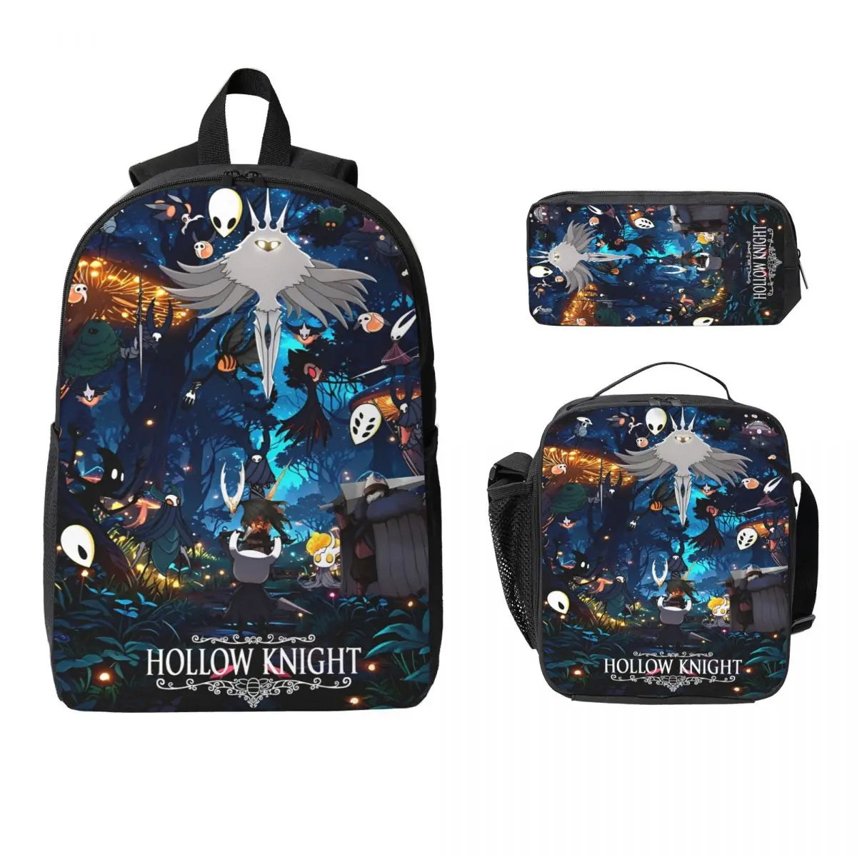 Hollow Knight Funny Games Kids Backpack Lunch Box Pen Bags for Boys Girls Backpacks School bag Bookbag Set