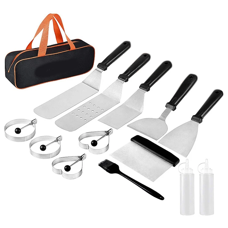 Blackstone Griddle Accessories, 14-Piece Restaurant Grade Flat Top Grill Accessories, With Spatulas& Scraper& Carry Bag