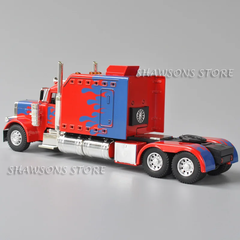 Modelo de semicamión fundido a presión a escala 1:40, juguete Peterbilt 389, vehículo Tractor, réplica en miniatura, luz de sonido extraíble