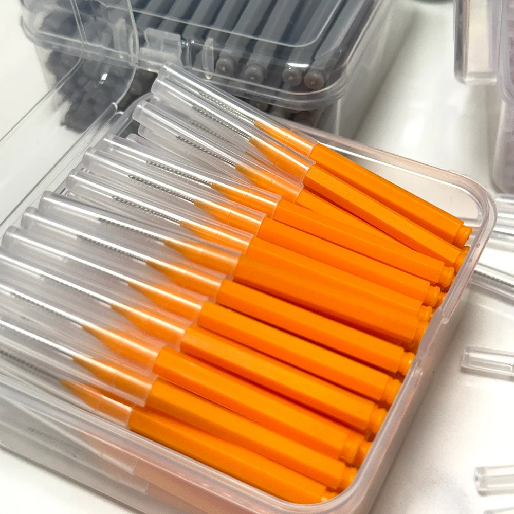 New 80Pcs/Box I-type push pull interdental brush 0.6-1.5Mm Cleaning Between Teeth Oral Care Orthodontic I Shape Tooth Floss