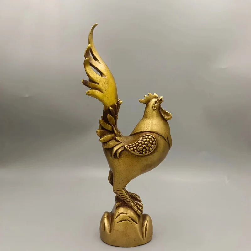 

Antique Copper Make a Great Coup Copper Cock Ornament Lucky Chinese Zodiac of Rooster Chicken Decoration Home Decoration