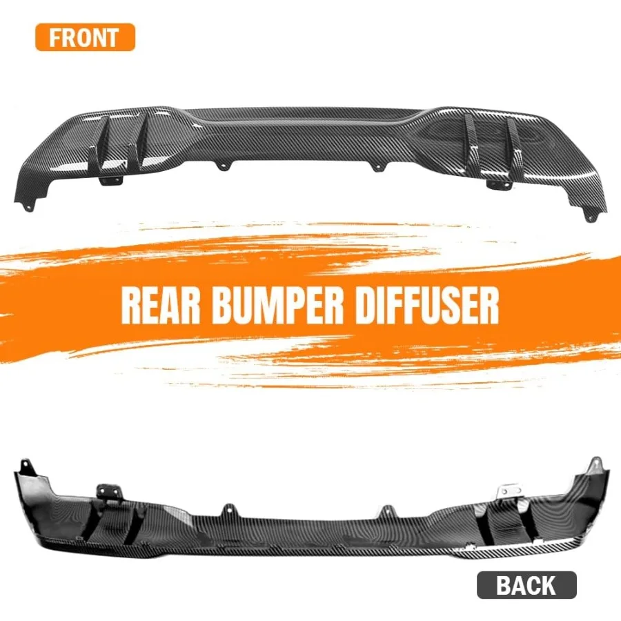 شفة ناشرة المصد الخلفي متوافقة مع 2019-2025 BMW G05 X5 M حقن رياضي PP ألياف الكربون طباعة MP نمط الشفة السفلية الخلفية V #2