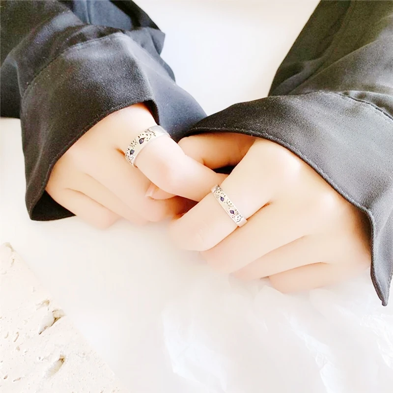 Cute Retro Leopard 925 Sterling Silver Fine Jewelry Luxury Resizable Opening Female Ring RI1028