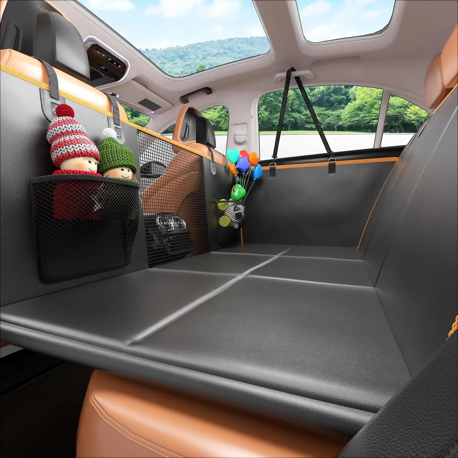 

Dog Car Seat Extender: Waterproof, Non-Slip Pet Den with 450lb Capacity, Fits Most Vehicles