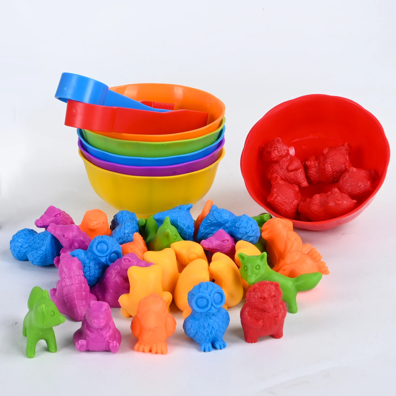Kinder Zählen Farbe Passenden Spiel Arithmetik Spielzeug Mathematik Aufklärung Lehrmittel Wildlife Modelle Regenbogen Weiche Gummi