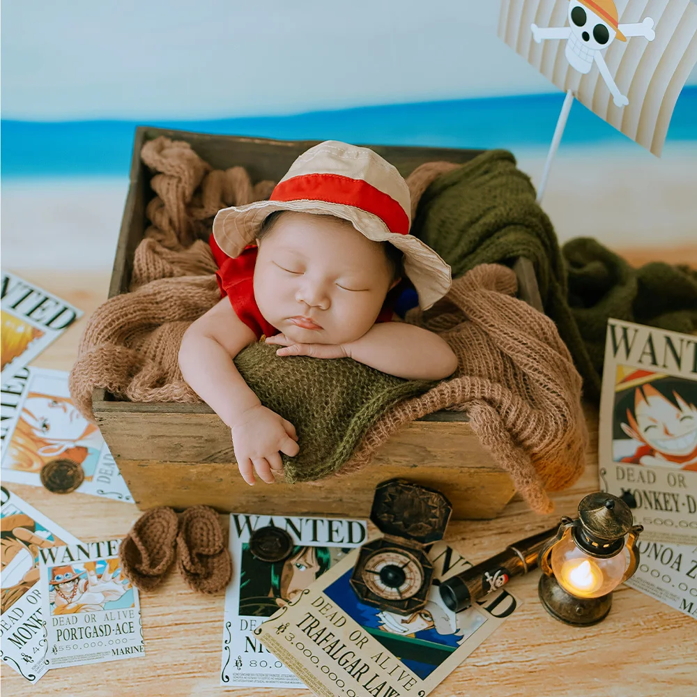 Infants Photography Props Clothes Sleeveless Top Shorts Hat Baby Boy Costume Studio Cartoon Character Cosplay Shooting Outfits