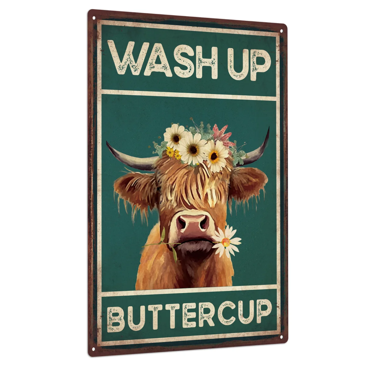 Putuo Decor 1pc Cattle Cow Tin Sign, Vintage Calf Moo Metal Poster Wall Decor for Home Farm, 7.8 X 11.8 Inches