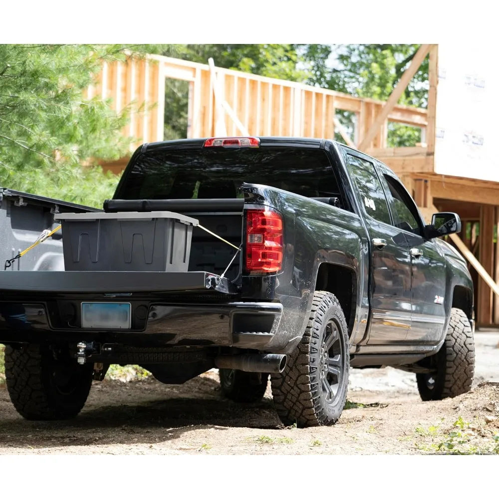 NEGRO Y AMARILLO, contenedor de almacenamiento resistente de 27 galones y tapa a presión, negro y gris, (14,3 A x 20,6 L x 30,6 P), meteorológico