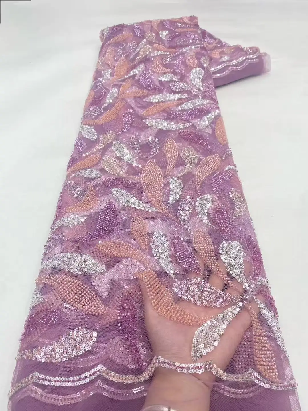 

5 ярдов, роскошная африканская кружевная ткань с блестками и бисером, высокое качество, 2021, нигерийская свадебная вышивка для жениха, французский тюль, шитье