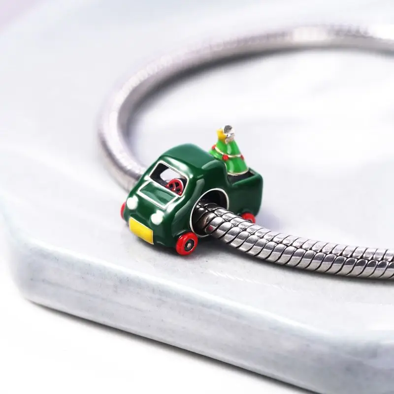 ชาร์มเงินแท้ 925 รูปแอปเปิ้ลสีแดง ซานตาคลอส สำหรับตกแต่งสร้อยข้อมือ สร้อยคอ จี้ ทำเครื่องประดับ DIY สำหรับผู้หญิง