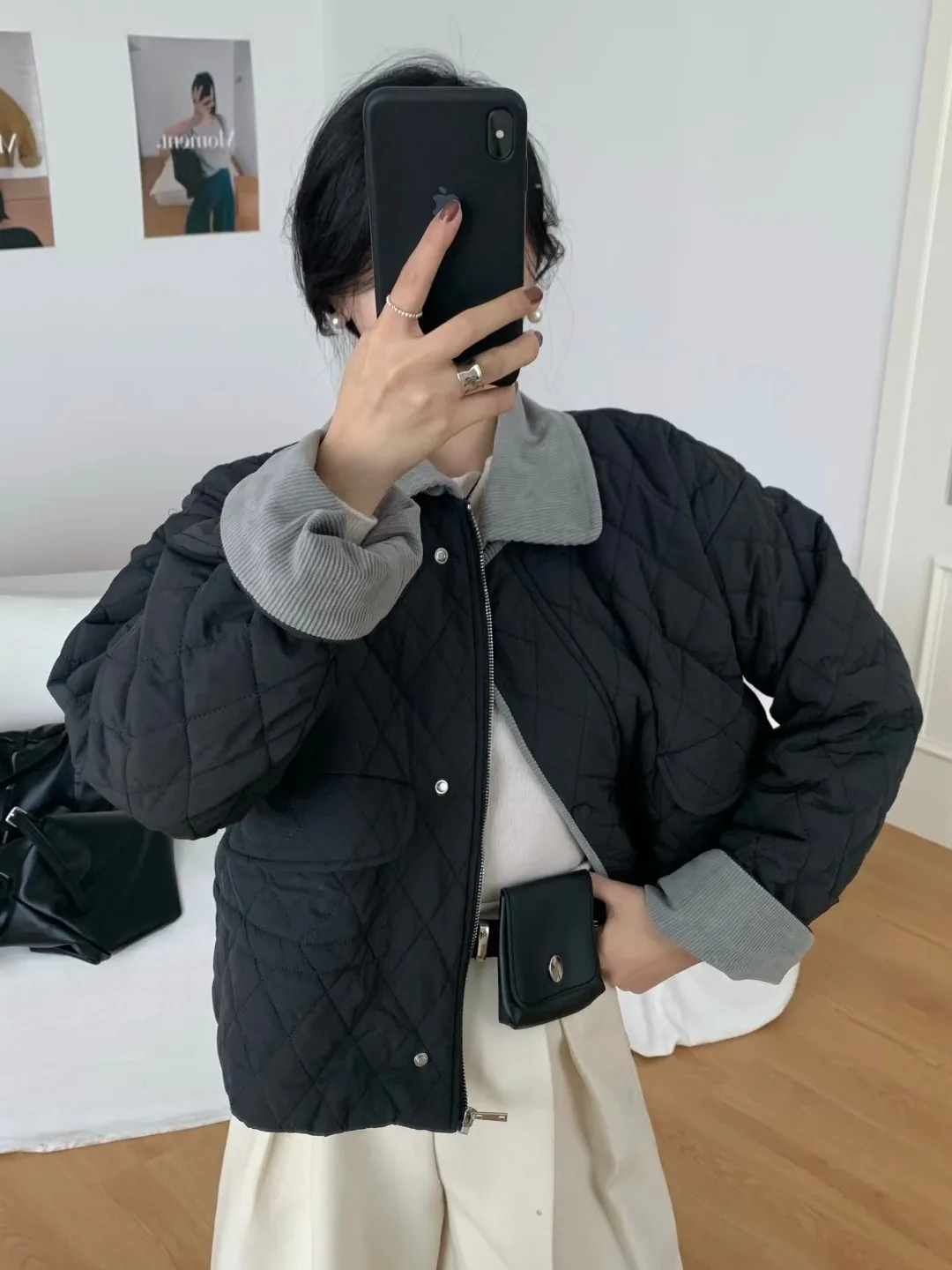 Manteau matelassé en coton pour femme, col Jaet, chaud, Vintage, doux, petite taille, hiver