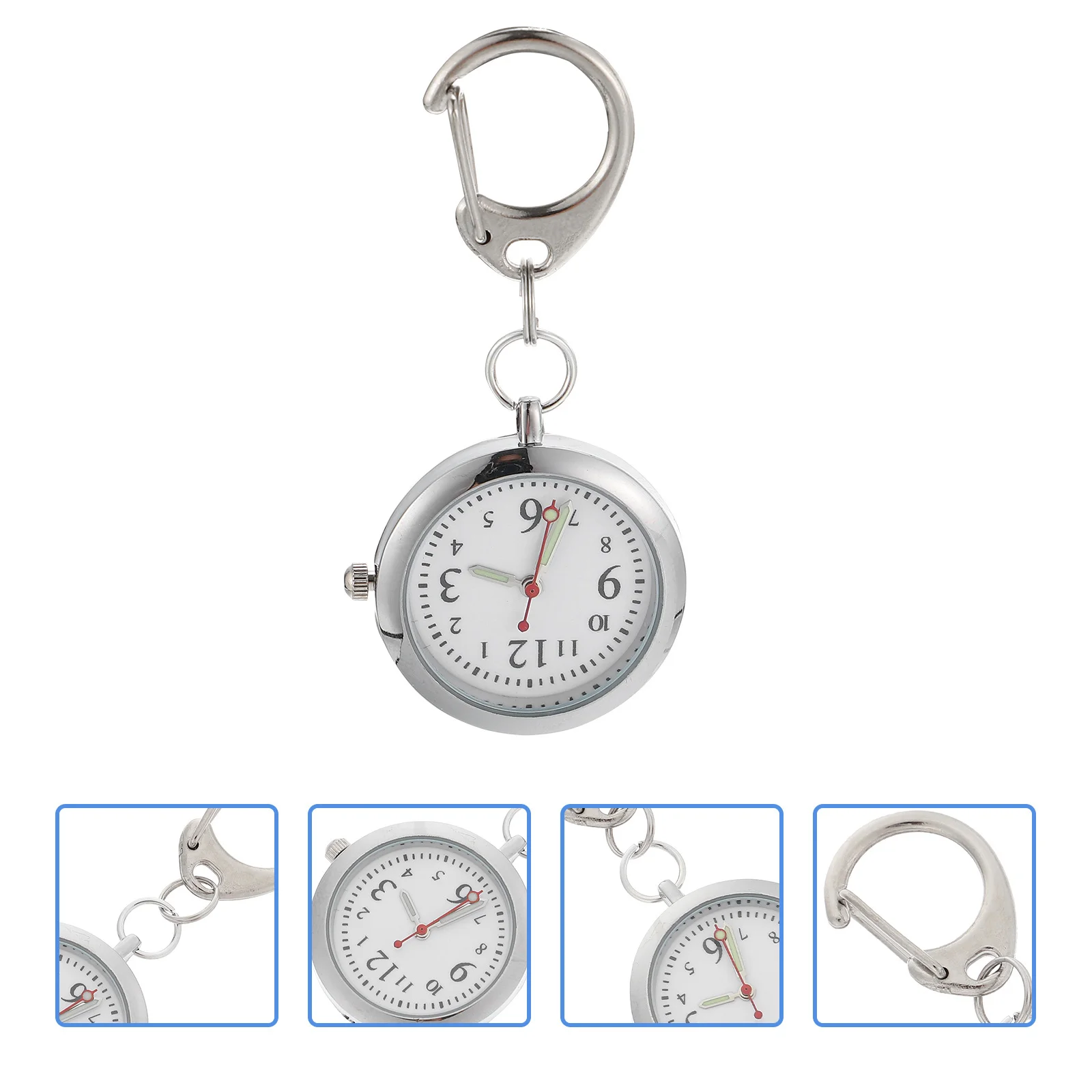 

Stainless Nurse Clip Watch Nigh Glowing Pocket Watch Simple Shape Safe Durable Long Time Use Considerate Present