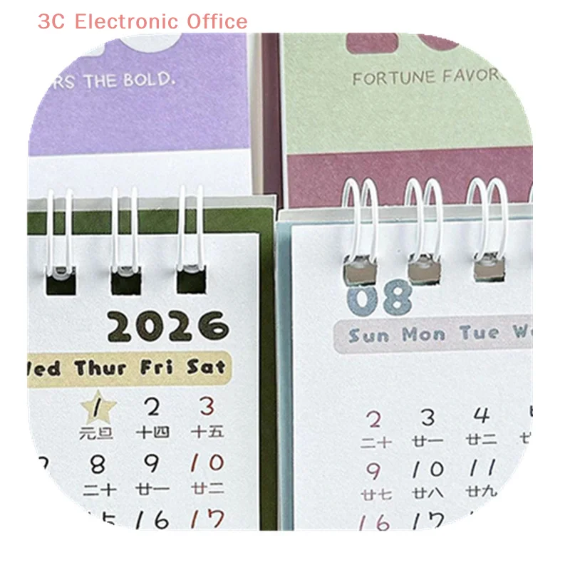 

2026 Mini Simple Desk Calendar Creative Coil Planner Office Desktop Decoration Stationery Organizer Schedule Monthly Yearly Plan