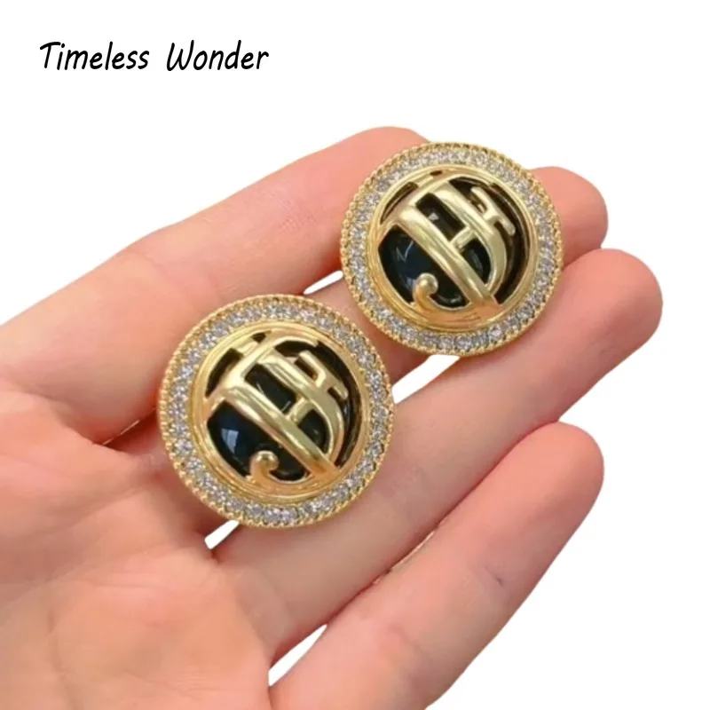 

Timeless Wonder Fancy Zircon Geo Stone Stud Earrings for Women Designer Jewelry Punk Luxury Vintage Rare Top Cute Classy 1370