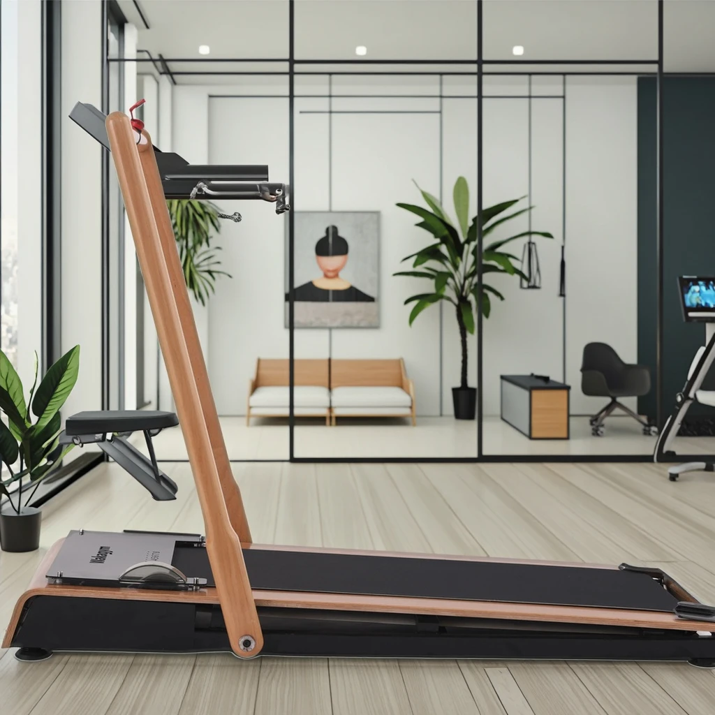 Беговая дорожка Wakagym Silent Cardio Electric, складная, для дома, с LED-дисплеем, из дерева.