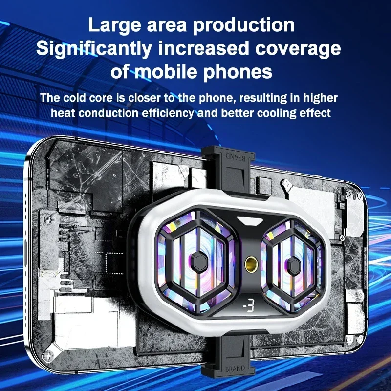 DY58 Mobile Phone Semiconductor Cooling Fan Radiator 3 Gear Adjustable Game Cooler For IOS Android Live Streaming Cool Heat Sink