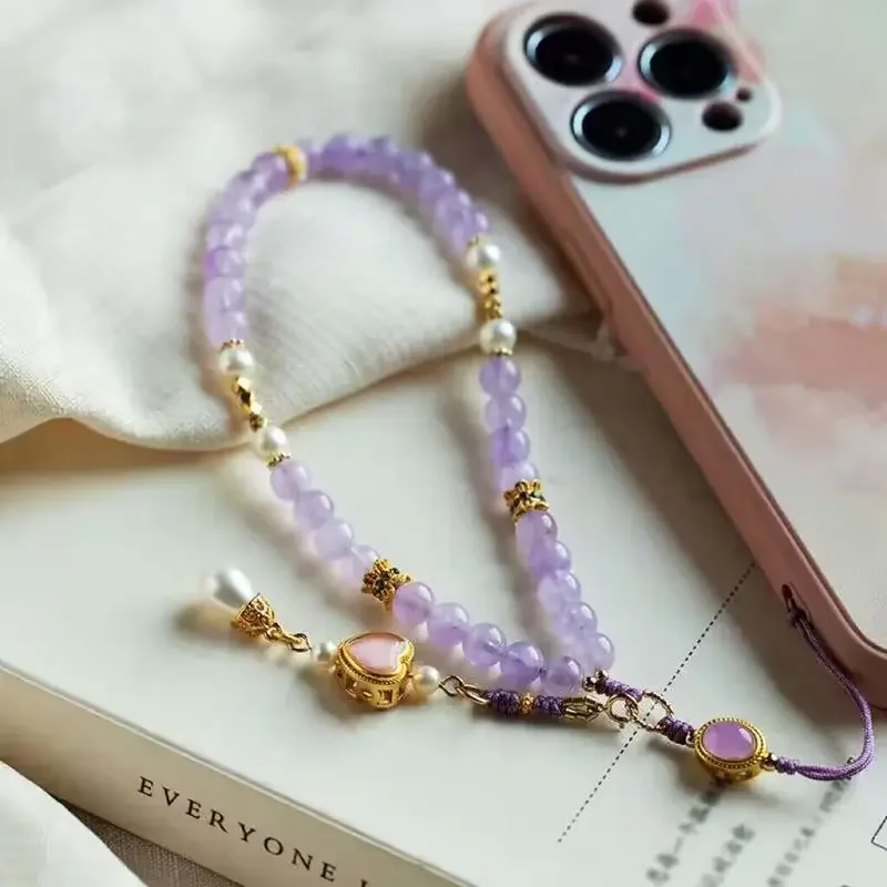 Fantasy Amethyst Chain With Rope, Exquisite Phone Case, Hanging Chain, Unique Elegance, Lucky Woman