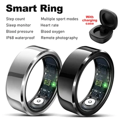 Smart Ring For Men Women Health Monitoring Blood Pressure Oxygen IP68 Waterproof Multi Sports Modes Long Standby Smart Ring