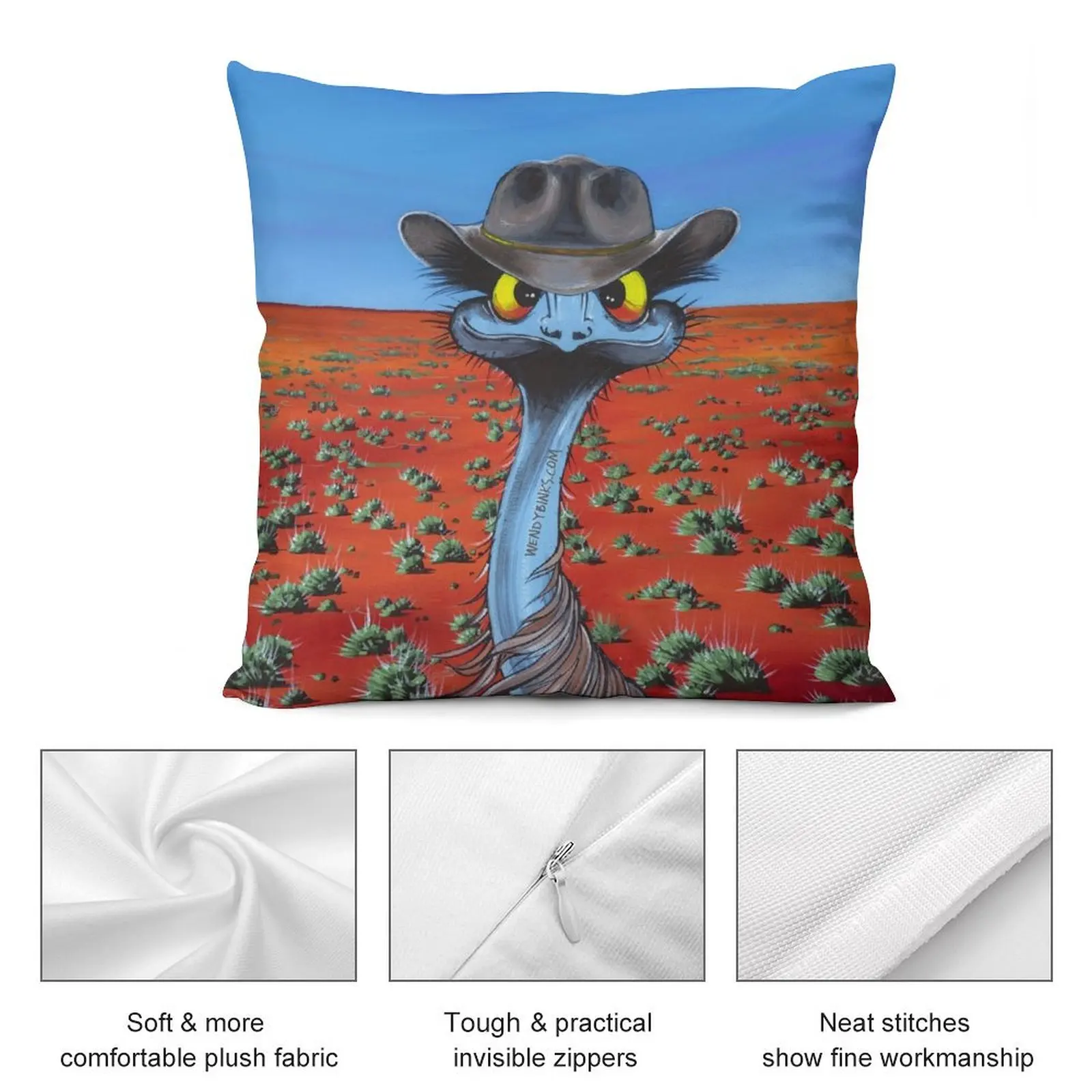 Emu with Akubra Throw Pillow Cushion Cover For Sofa Pillowcase Ornamental Pillow Cushions Cover pillow