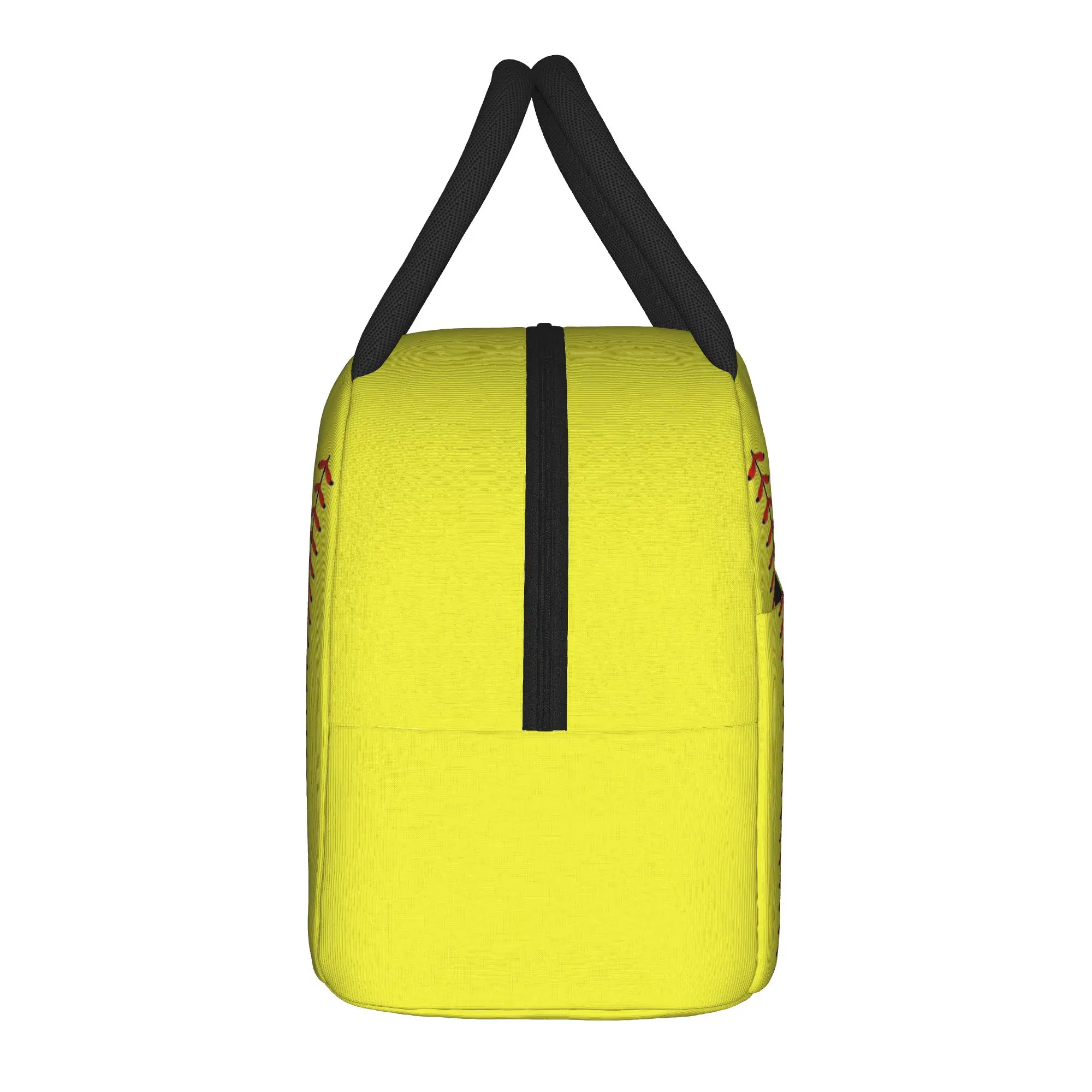 Softball Red Stitching Baseball Insulated Lunch Bag Cooler Bag Reusable,Meal Container  Portable Tote Lunch Box Food Storage Bag
