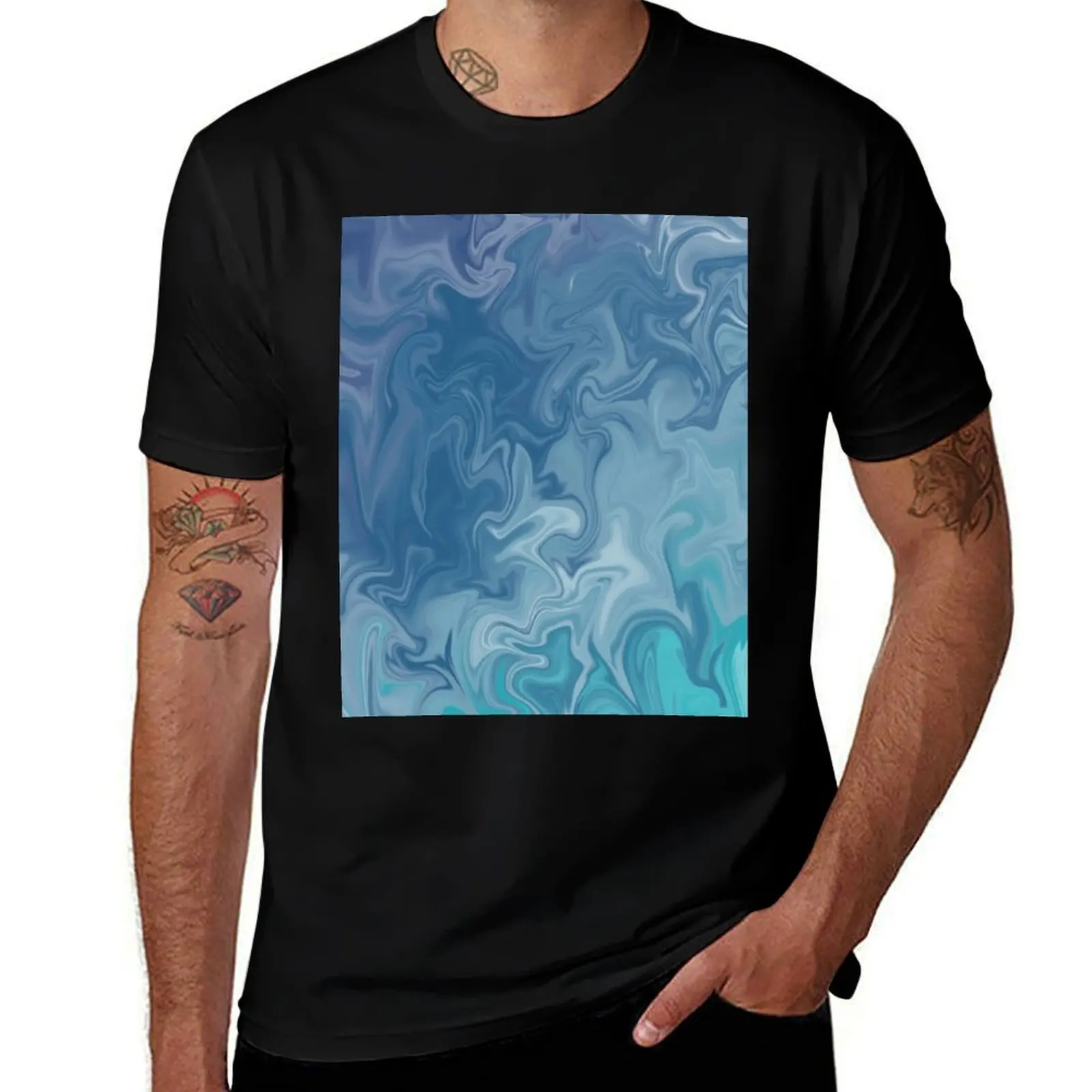 

Swirly Liquified Blue Grey Green Design T-Shirt t shirts designer t shirt personalised T-shirt