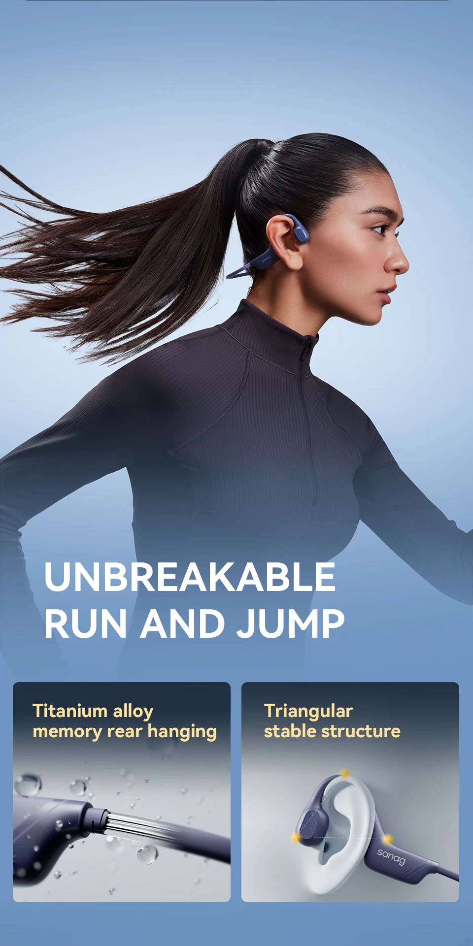 Sanag B21S True Bone Conduction Audífonos Bluetooth-Kopfhörer Flash-Sale HiFi-Sound-Kopfhörer Wahl Ohrhörer Wireless Headset – Detail 8