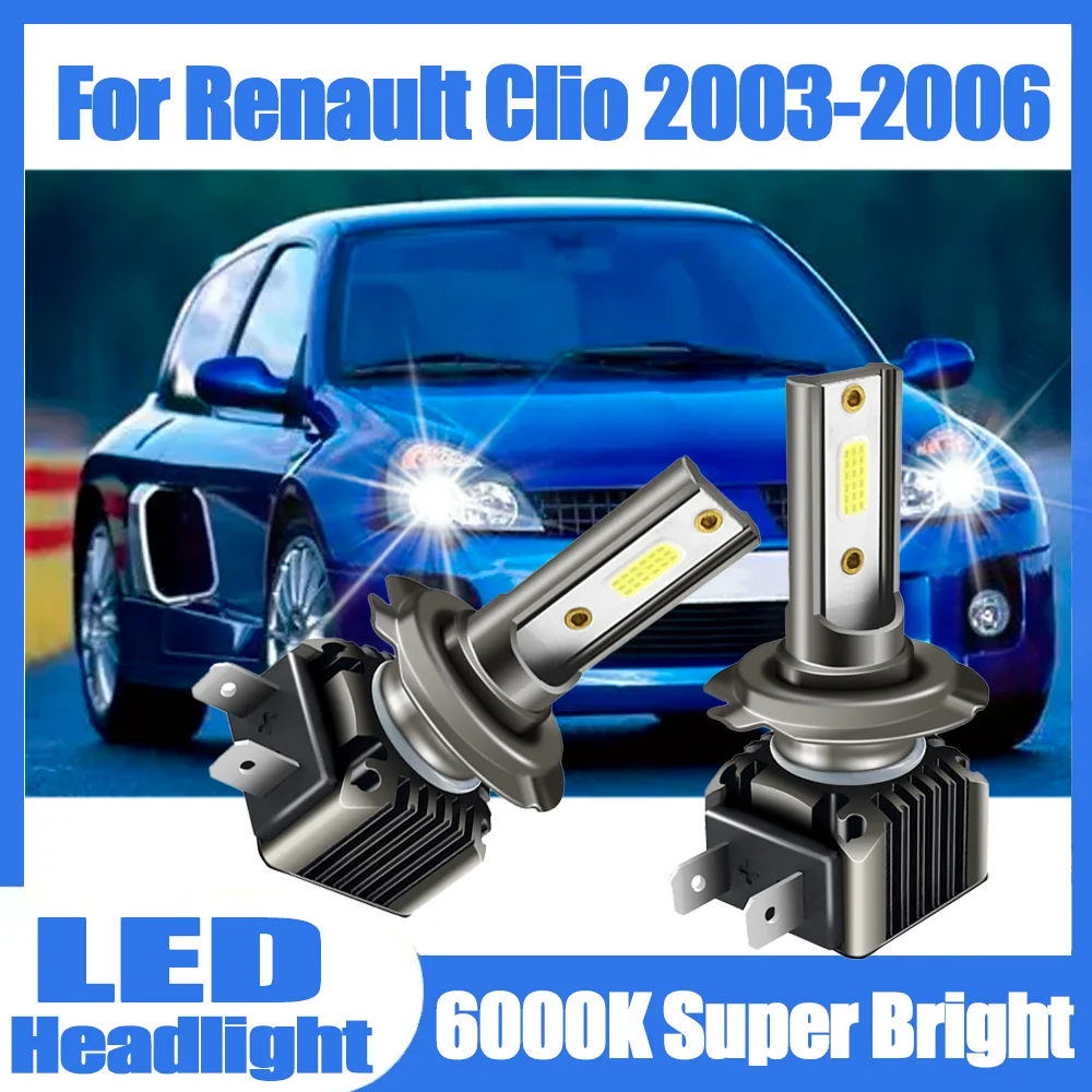 

2PCS 90W 20000LM High Power H7 LED Headlight CSP Chips 6000K White Canbus No error Super Bright 12V For Renault Clio 2003-2006