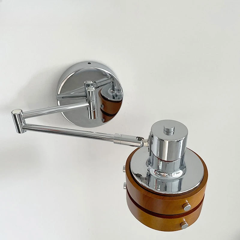 Bedroom Bedside Wall Lamp with Cable Extension Arm Wall Light Retro Solid Wood Wabi Sabi Style Homestay Room Reading Wall Lamp