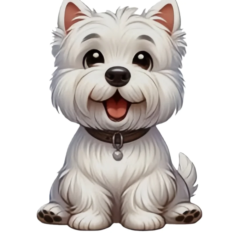 West Highland Terrier Shaped Mold, Fluffy Fur with Collar and Tag, Cute Tongue-Out Laughing Pose Mold, Silicone Mold for Fondant Chocolate Making