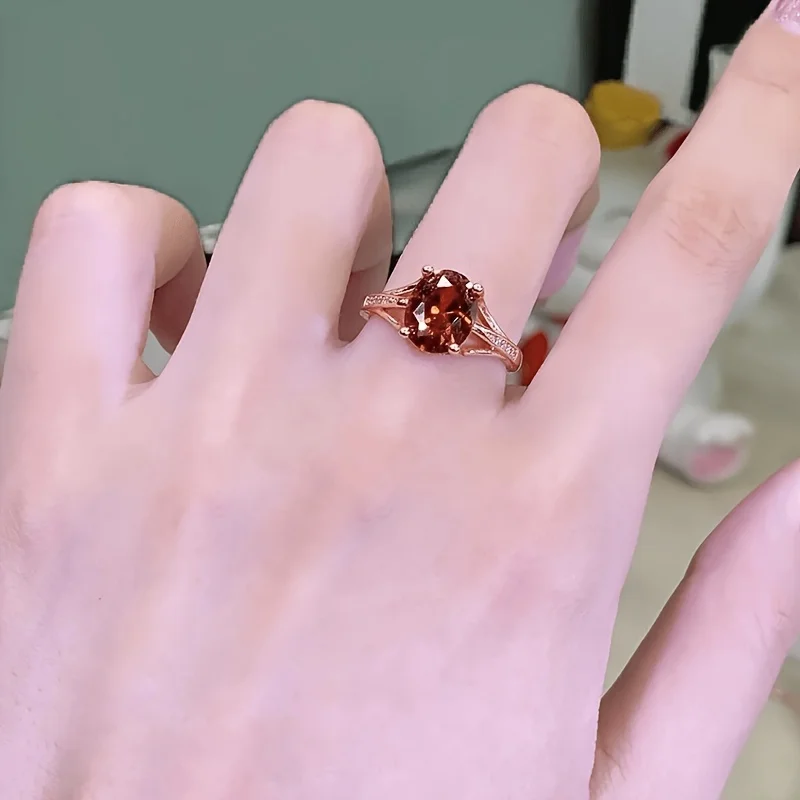 

Bestselling High-End Red Zircon Pigeon Egg Garnet Ring with Luxury Style for Women