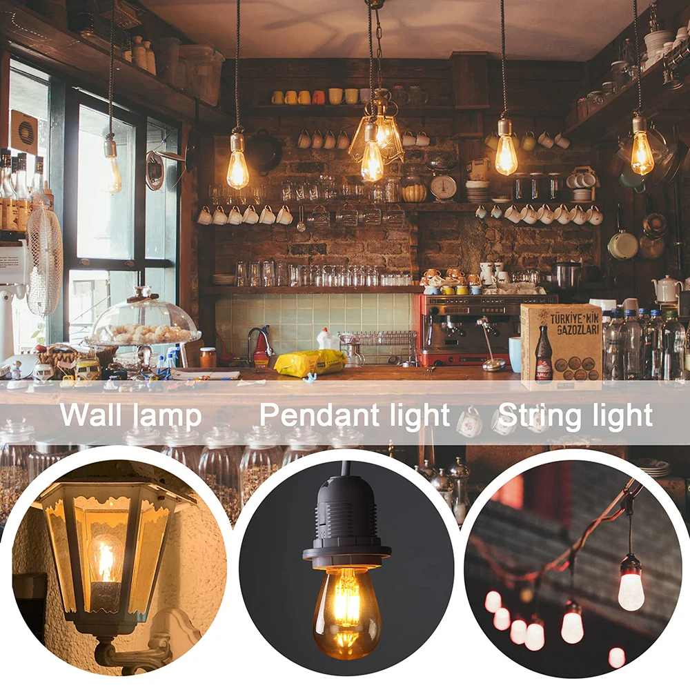 Vintage Edison LED Light Bulb S14 1W E27 Amber Bulbs Warm White 10W Equivalent Incandescent for Garland Pendant Light Decoration