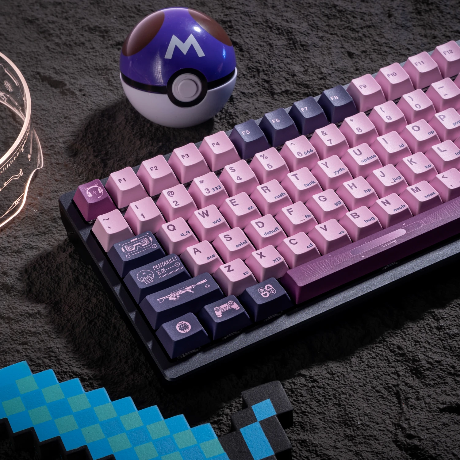 140Keys E-Sports Girl Keycaps Cherry Pbt For Atk68 Made68 Wooting Drunk Deer Mechanical Keyboard Girl Pink Purple Keycaps