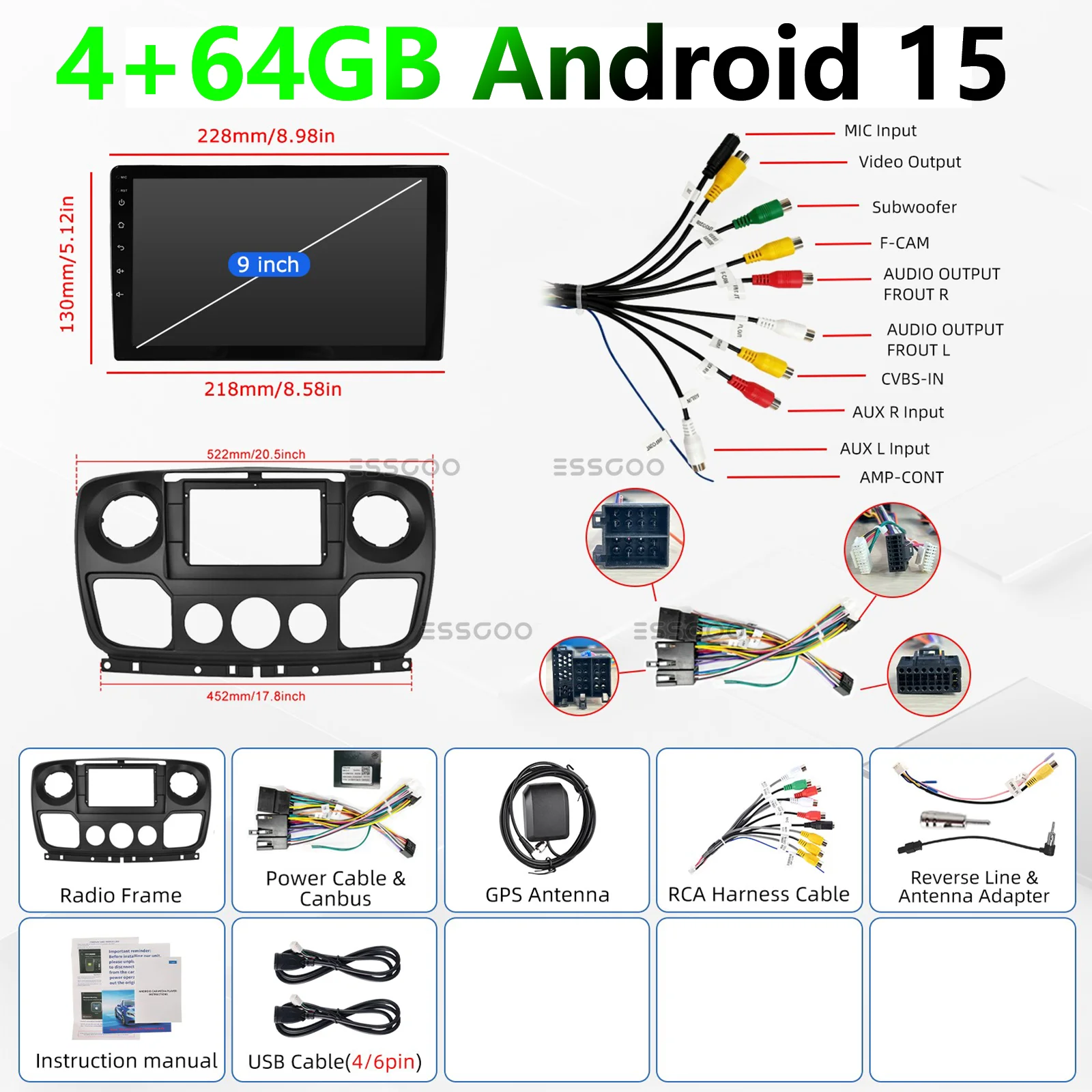 MOPECT Android Auto Radio voor Renault Master 3 III Nissan NV400 Opel Movano Draadloze Carplay Auto Multimedia GPS 2din autoradio