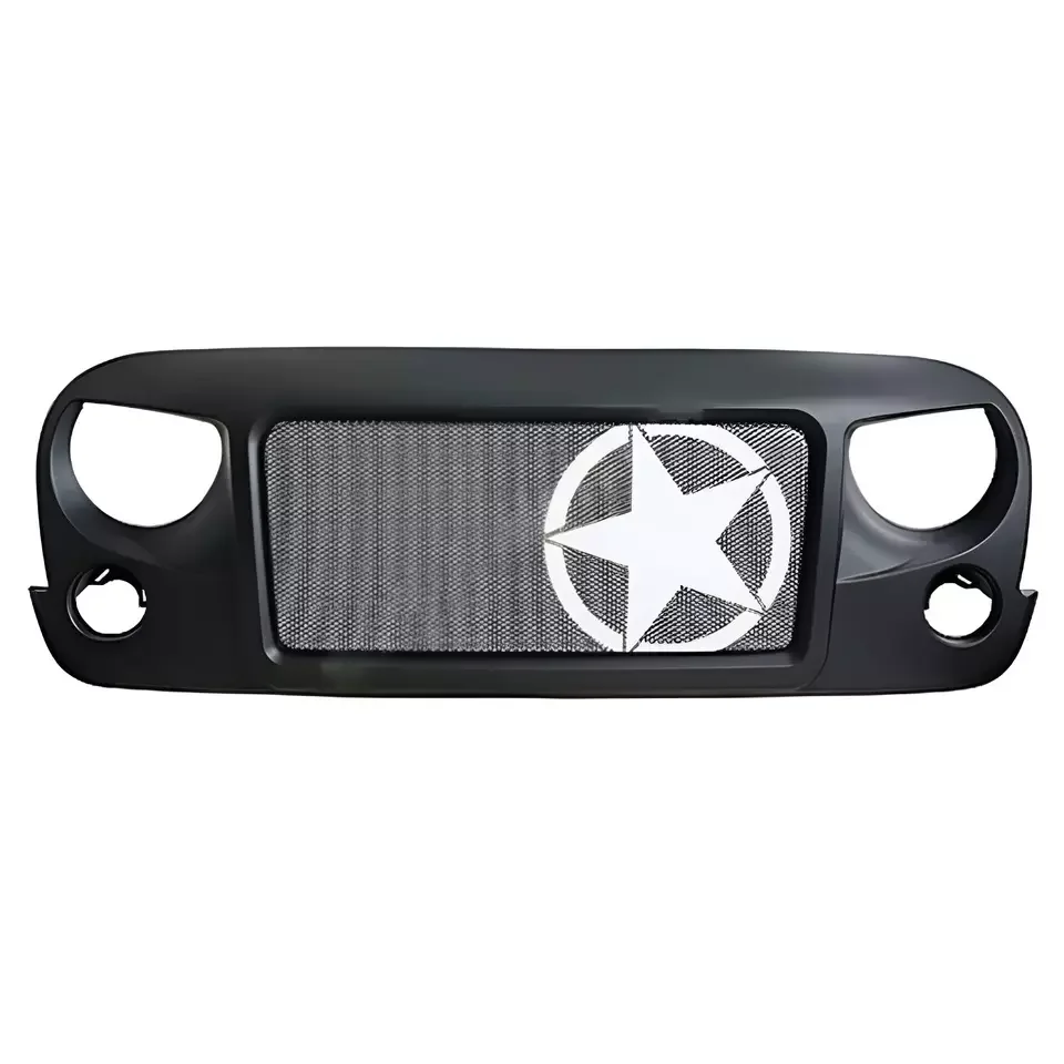 Front Black Racing Mesh Grille Upper Grill Replacement Shell Fit For Jeep Wrangler JK 2006-2018