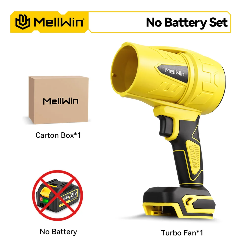 MELLWIN 350 M/S Borstelloze Elektrische Turbo Fan Blower Jet Draadloze Elektrische Blower Auto Sneeuw Droger Tool voor Makita 18V batterij Pin
