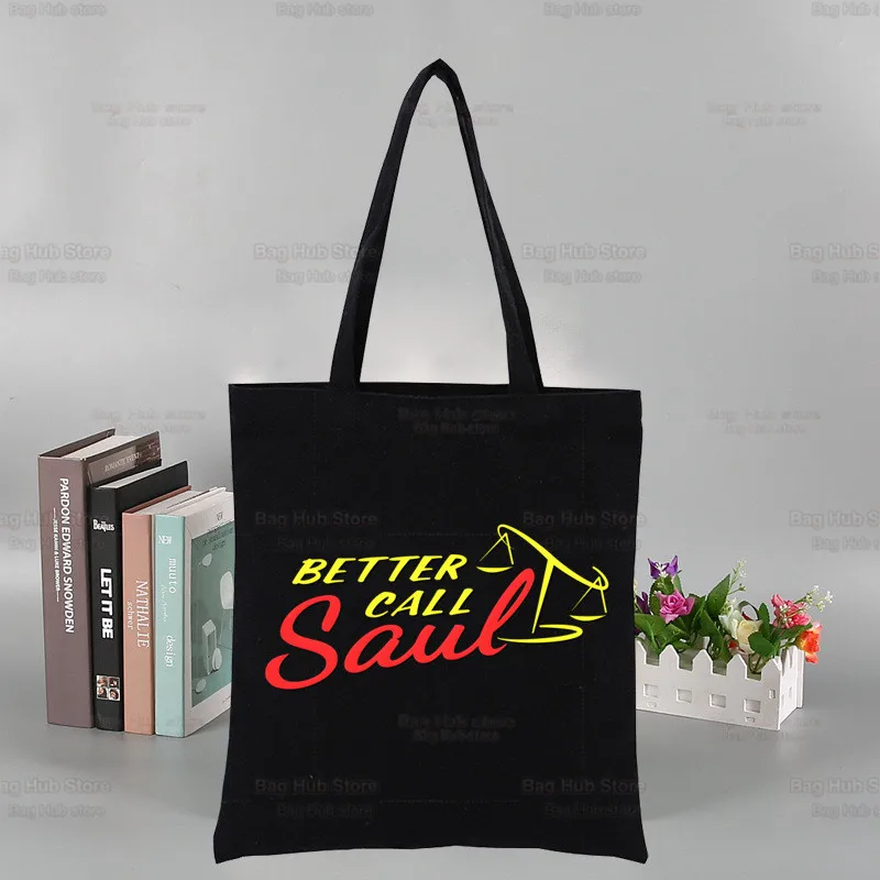 Better Call Saul Black Print Reusable Shopping Bag Women Canvas TV Series Breaking Tote Bags Eco Bag Shopper Shoulder Bags