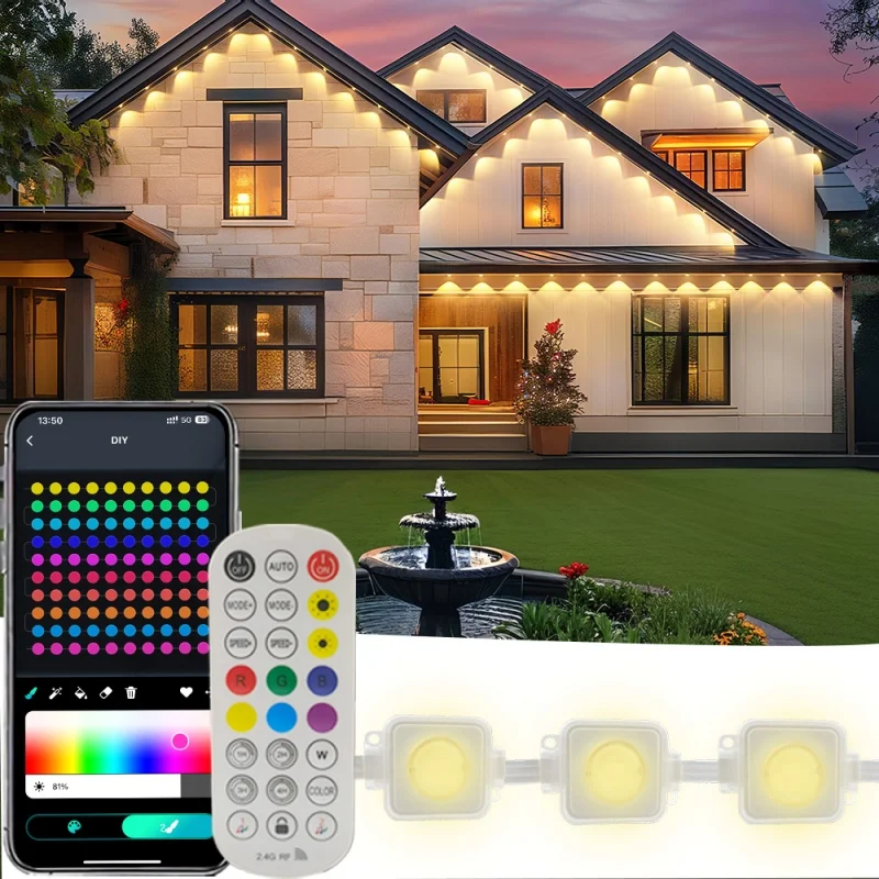 Eaves Lights Colorful Eaves Indoor Lights 33 Feet 25 LED Outdoor Color Light Control Within Suitable for Christmas Yard Party