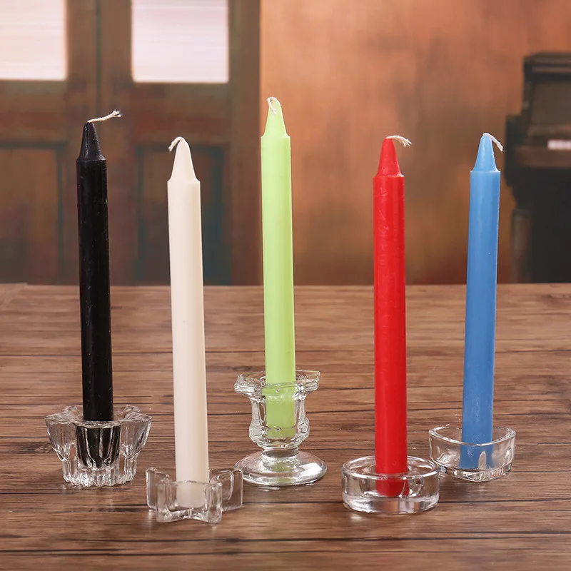 10pcs Taper Rod Soy Wax Making for Party Halloween Wedding Table Decoration Red White Black Romantic Candlelight Dinner Candle