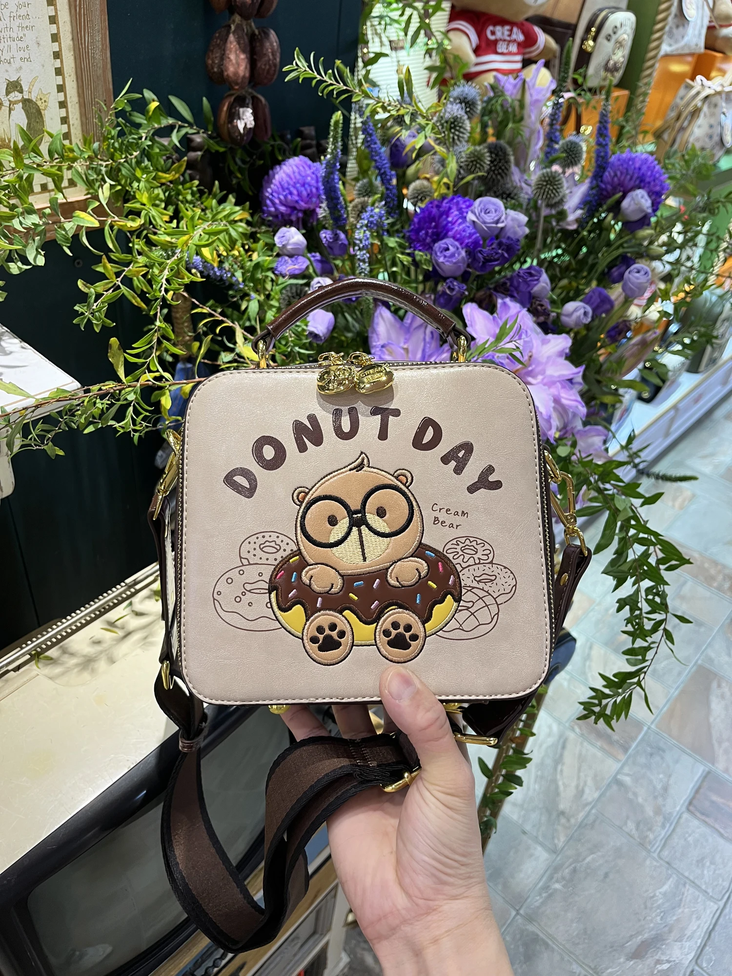 

Sweet Cute CR BEAR Cartoon Doll Phone Bag Women's Summer Single oulder Slant Cross Small Square Bag Ladylike Sle