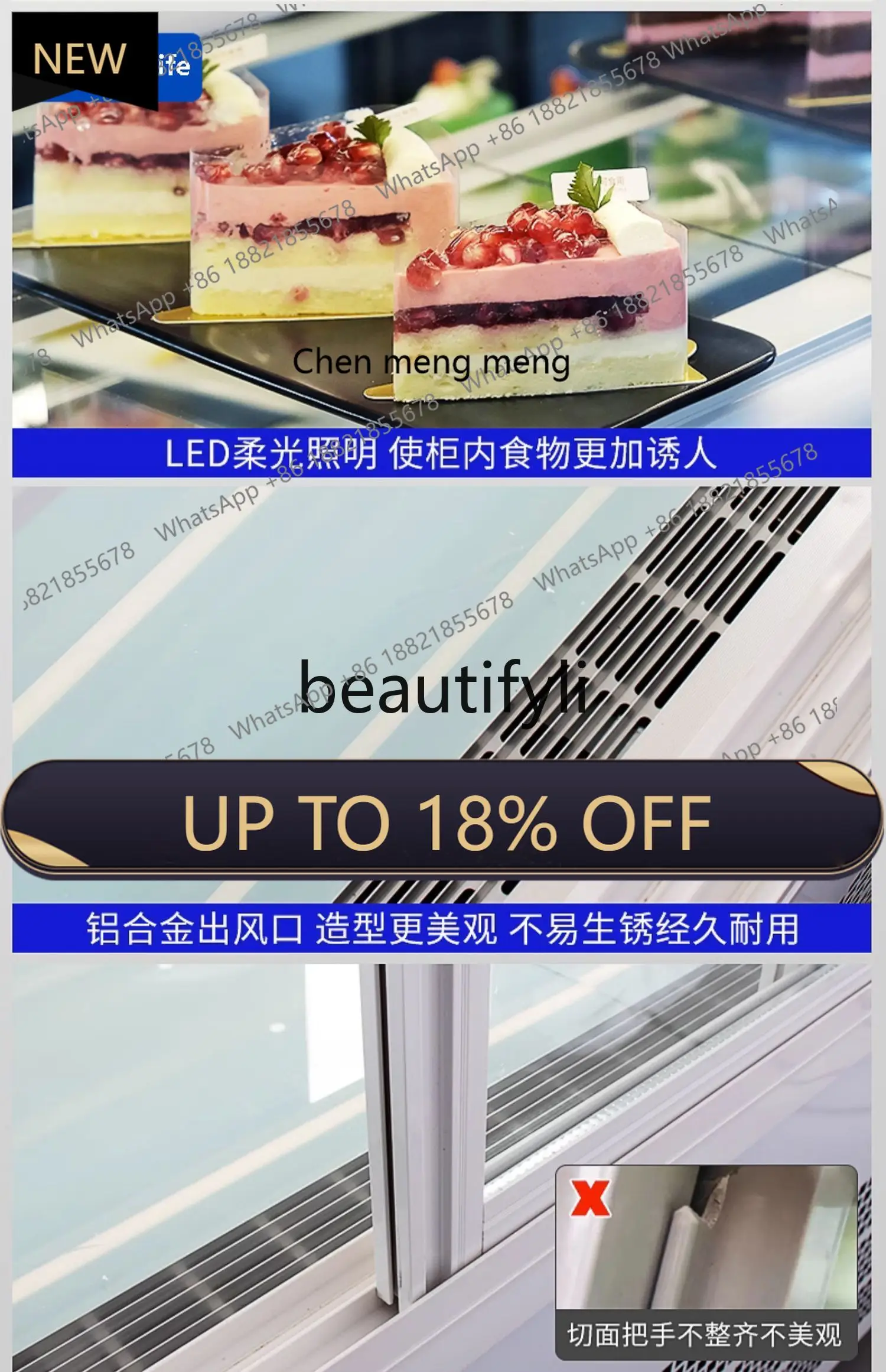 

Z189 a56 Right Angle Infinity Cake, Refrigerated Display Cabinet Commercial Air Cooling, Fruit Milk Tea Fresh Freezer