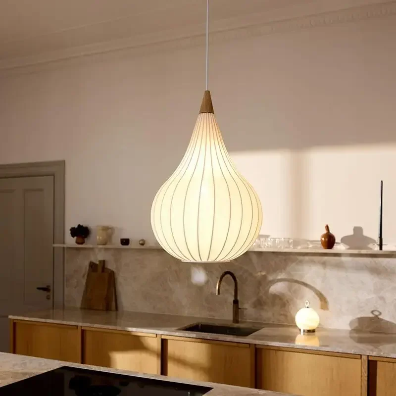 

SANDYHA Vintage Fabric Pendant Light LED Hanging Chandelier for Living Room Dining Table Bedroom Study Decoration Lighting